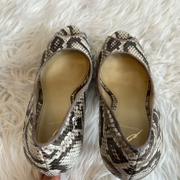 Brian Atwood Snakeskin Peep Toe Platform Pumps - Picture 6 of 9